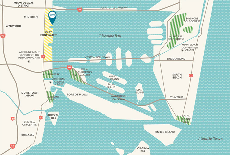 Biscayne Beach Location Map 